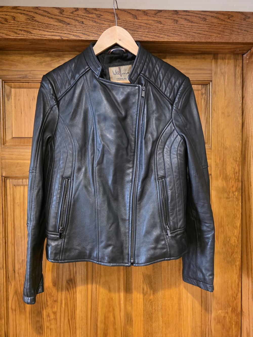 Wilsons Leather Black Quilted Moto Jacket - Women's